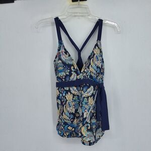 Alex Marie Xl Blue Floral Tankini Top